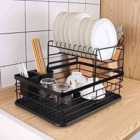 Living and Home 2 Tier Dish Drainer Rack With Drain Tray - Black