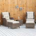 Outsunny Garden Sofa Chair & Stool Table Set Patio Wicker Weave Furniture Brown