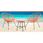 EVRE 2 Seat Orange Goa Acapulco Styled Garden Furniture Set for Bistro Patio Indoor Outdoor For Balcony Garden Terrace