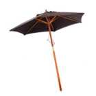 Oypla 2.1m Wooden Black Garden Parasol Outdoor Patio Umbrella Canopy