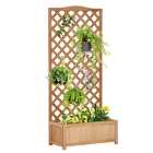 Outsunny Garden Wooden Planter Box with Trellis Flower Raised Bed, 76x36x170cm