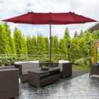 Outsunny Sun Umbrella Canopy Double-sided Crank Shade Shelter 4.6M Wine Red