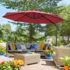 Outsunny Outdoor Market Patio Umbrella with Crank, Tilt, and 8 Ribs Wine Red