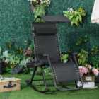 Outsunny Folding Recliner Chair Outdoor Lounge Rocker Zero-Gravity Seat Black Color