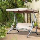 Outsunny 3 Seat Metal Fabric Backyard Balcony Patio Swing Chair with Canopy Top
