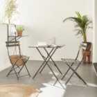 sweeek. 2-seater foldable thermo-lacquered steel bistro garden table with chairs 70x70cm - Emilia - Anthracite