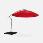 Cantilever parasol Diam.300cm - Anthracite frame fibreglass ribs anti-reverse crank - Shanghai - Red