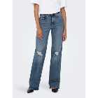 ONLY Bright Blue Ripped Knee Wide Leg Jeans