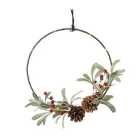 Light Up Christmas Wreath with Leaves & Pinecones
