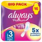 Always Platinum Night Sanitary Towels Wings Size 3 16 per pack