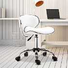 HOMCOM Office Chair Beauty Salon Rolling Technician Stool Chair Low Back White