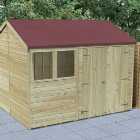 Forest Garden Timberdale 10 x 8ft Reverse Double Door Shed with Base