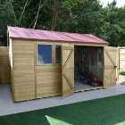 Forest Garden Timberdale 12 x 8ft Reverse Apex Double Door Shed with Base