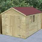 Forest Garden Timberdale 12 x 8ft Apex Double Door Combo with Base