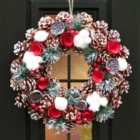 Pinecone and Roses Xmas Winter Christmas Festive Wreath, Christmas Wreath for Front Door, Home Decoration 38cm