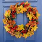 Livingandhome 40cm Artificial Maple Leaf Wreath Outdoor Decoration for Halloween and Thanksgiving
