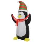 HOMCOM 8ft Inflatable Penguin & Christmas Banner Decoration w/ Inner LED Lights Indoor Outdoor Weather-Resistant Shell Fun Cute