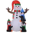 HOMCOM 6ft Inflatable Christmas Snowman with Three Penguins LED Xmas Décor Holiday Outdoor Yard Decoration