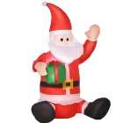 HOMCOM 4ft Inflatable Christmas Santa Claus Gift with LED Xmas Décor Holiday Outdoor Yard Decoration