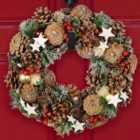 Starry Night Xmas Winter Christmas Festive Wreath, Christmas Wreath for Front Door, Home Decoration 34cm