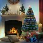 HOMCM 4 Feet Prelit Artificial Christmas Tree with Multi-Coloured Fiber Optic LED Light, Holiday Home Xmas Decoration, Green