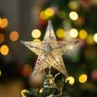 Livingandhome Sliver Lighted Up Christmas Tree Topper Star Christmas Decoration Xmas Ornament