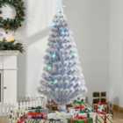 HOMCOM Artificial Fibre Optic Christmas Tree Seasonal Decoration w/ 21 LED Lights Pre-Lit Easy Store 5FT White Blue