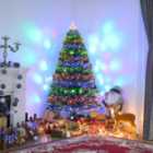 HOMCM 5 Feet Prelit Artificial Christmas Tree with Multi-Coloured Fiber Optic LED Light, Holiday Home Xmas Decoration, Green