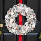 Extra Large Red Velvet Xmas Winter Christmas Festive Wreath, Christmas Wreath for Front Door, Home Decoration 40cm