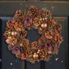 Mulberry Thistle Berry Xmas Winter Christmas Festive Wreath, Christmas Wreath for Front Door, Home Decoration 35cm