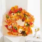 Livingandhome Fall Front Door Wreath Halloween Pumpkins Decoration with LED String Light 45 cm