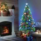HOMCOM 5FT Prelit Artificial Christmas Tree Fibre Optic Star LED Light Holiday Home Xmas Decoration with LED Light, Green