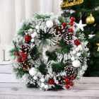 Livingandhome Xmas Winter Christmas Festive Wreath Pine Cone Wreath Christmas Decoration for Front Door 32 cm
