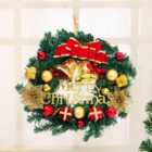 Livingandhome 30 cm Christmas Wreath Christmas Decoration with Xmas Baubles Bells Bow Knots
