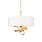 Luminosa Sanremo 3 Light Ceiling Pendant Gold Leaf & Ivory Cotton Fabric