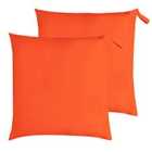 Furn. Plain Outdoor Polyester Filled Floor Cushions Twin Pack Orange