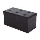 HOMCOM Ottoman Toy Box Storage Foldable Faux Leather Cube Seat PU Faux Leather Brown