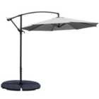 Livingandhome 3m Cantilever Garden Parasol Umbrella w/ Base - Light Grey