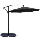 Livingandhome 3m Cantilever Garden Parasol Umbrella w/ Base - Black