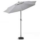 Livingandhome 3m Garden Parasol Patio Umbrella w/ Square Base - Light Grey