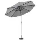 Livingandhome 3m Garden Parasol Patio Umbrella w/ Rose Base - Light Grey