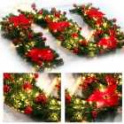 Red 9FT Pre Lit Christmas Garland with Lights Door Wreath
