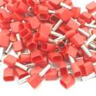 PEPTE 100pcs 1mm Red Dual Bootlace Crimp Ferrules Insulated Cord End Terminal