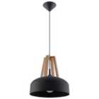 Sollux Pendant Lamp Casco Black/Natural Wood