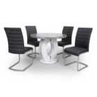 Shankar Neptune Round Dining Table & 4 Callisto Black Dining Chairs Set