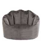 icon Sirena Scallop Chair Bean Bag Charcoal Grey Velvet Bean Bags