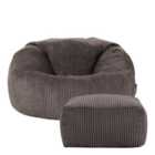 icon Kingston Classic Corduroy Bean Bag & Pouffe Charcoal Grey Bean Bag Chair