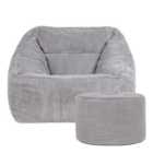 icon Morgan Corduroy Armchair Bean Bag and Pouffe Set Grey Giant Bean Bag Chair