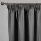 Dreamscene Pencil Pleat Blackout Curtains Set of 2 Thermal Tape Top Heading Panels Ready Made, Charcoal Grey - 66" x 72"