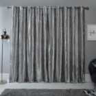 Sienna Crushed Velvet Eyelet Ring Top Pair of Fully Lined Curtains - Silver 46" x 72"